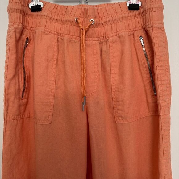Athleta Womens 12 Cabo Linen Jogger in Orange Elastic Waistband Drawstring - Picture 3 of 10